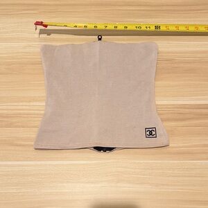 AUTH. CHANEL Knit Strapless Corset Top w Zipoer, CC Logo